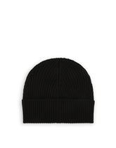 CASHMERE WOOL KNITTED HAT WITH BRANDED LABEL - | Dolce & Gabbana