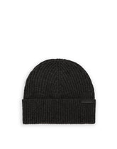 CASHMERE WOOL KNITTED HAT WITH BRANDED LABEL - | Dolce & Gabbana