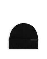 VIRGIN WOOL KNITTED HAT WITH BRANDED LABEL - | Dolce & Gabbana