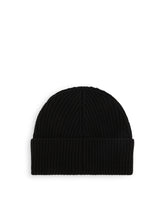 VIRGIN WOOL KNITTED HAT WITH BRANDED LABEL - | Dolce & Gabbana
