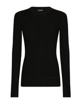 Ribbed wool granddad-neck sweater - | Dolce & Gabbana