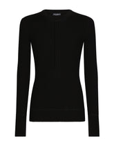 Ribbed wool granddad-neck sweater - | Dolce & Gabbana