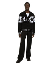 Wool cardigan with DG logo inlay - | Dolce & Gabbana