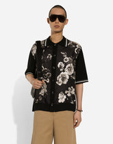 Oversize silk and cotton shirt with floral print - | Dolce & Gabbana
