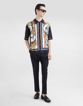 Silk and cotton shirt with dog print - | Dolce & Gabbana