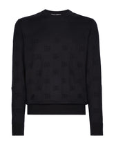 Silk round-neck sweater with all-over DG inlay - | Dolce & Gabbana