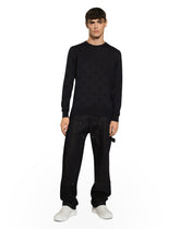Silk round-neck sweater with all-over DG inlay - | Dolce & Gabbana