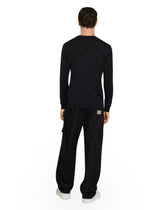 Silk round-neck sweater with all-over DG inlay - | Dolce & Gabbana