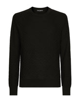 Silk round-neck sweater with all-over DG logo - | Dolce & Gabbana