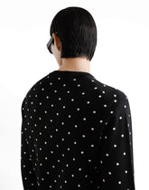 Silk crew neck sweater with jacquard polka dot inlay - | Dolce & Gabbana