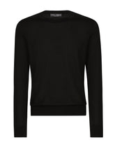Silk crew neck sweater with Dolce&Gabbana logo - | Dolce & Gabbana