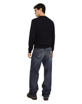 Round-neck virgin wool sweater with Marina embroidery - | Dolce & Gabbana