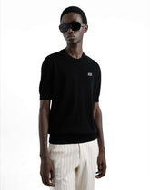 Cotton round-neck sweater with tag - | Dolce & Gabbana