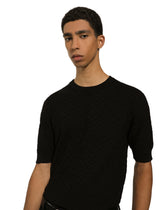 Silk round-neck sweater with all-over DG logo - | Dolce & Gabbana