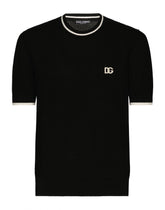 Round-neck cotton sweater with DG logo - | Dolce & Gabbana
