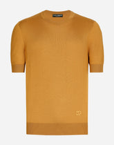 Silk round-neck sweater with DG embroidery - | Dolce & Gabbana