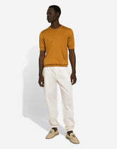 Silk round-neck sweater with DG embroidery - | Dolce & Gabbana