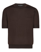 Round-neck silk sweater with Dolce&Gabbana logo - | Dolce & Gabbana