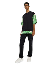 Round-neck silk sweater with banana tree print - | Dolce & Gabbana