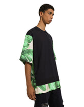 Round-neck silk sweater with banana tree print - | Dolce & Gabbana
