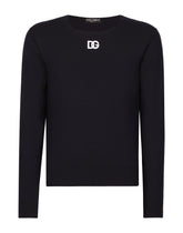 Round-neck virgin wool sweater with DG logo - | Dolce & Gabbana