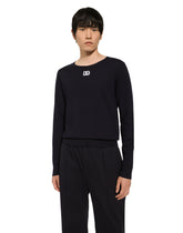 Round-neck virgin wool sweater with DG logo - | Dolce & Gabbana