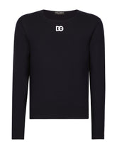 Round-neck virgin wool sweater with DG logo - | Dolce & Gabbana
