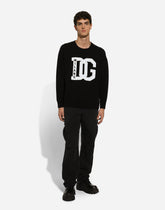 Crewneck wool sweater with DG intarsia - | Dolce & Gabbana