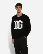 Crewneck wool sweater with DG intarsia - | Dolce & Gabbana