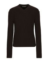 Ribbed wool V-neck sweater - | Dolce & Gabbana