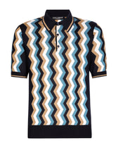Short-sleeved polo-shirt with zig-zag inlay - | Dolce & Gabbana
