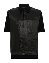 Wool and silk polo-shirt with sequins - | Dolce & Gabbana