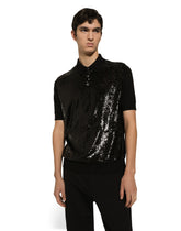 Wool and silk polo-shirt with sequins - | Dolce & Gabbana