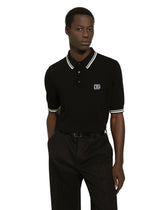 Short-sleeved polo-shirt with DG logo embroidery - | Dolce & Gabbana