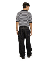 Striped cotton V-neck polo-shirt with DG logo - | Dolce & Gabbana