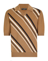 Short-sleeved polo-shirt with striped inlay - | Dolce & Gabbana