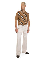 Short-sleeved polo-shirt with striped inlay - | Dolce & Gabbana