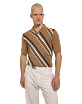 Short-sleeved polo-shirt with striped inlay - | Dolce & Gabbana