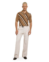 Short-sleeved polo-shirt with striped inlay - | Dolce & Gabbana