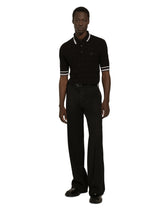 Short-sleeved stretch silk polo-shirt with DG logo - | Dolce & Gabbana