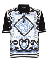 Marina-print silk polo-shirt - | Dolce & Gabbana