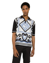 Marina-print silk polo-shirt - | Dolce & Gabbana