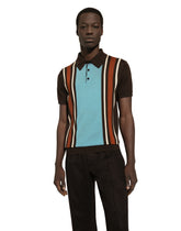 Silk and cashmere polo-shirt with striped inlay - | Dolce & Gabbana