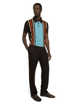 Silk and cashmere polo-shirt with striped inlay - | Dolce & Gabbana