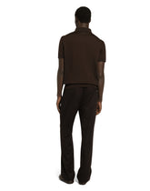 Silk and cashmere polo-shirt with striped inlay - | Dolce & Gabbana