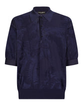 Oversize short-sleeved silk jacquard polo-shirt - | Dolce & Gabbana