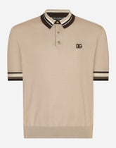 Silk polo-neck with DG embroidery - | Dolce & Gabbana