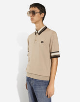 Silk polo-neck with DG embroidery - | Dolce & Gabbana