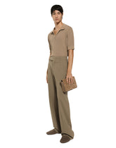 Cotton openwork V-neck polo shirt - | Dolce & Gabbana