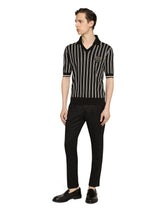 Striped silk polo-shirt with DG logo - | Dolce & Gabbana